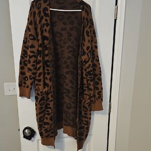 Leopard Print Open Front Cardigan